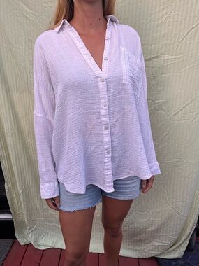 Gauzy Button-Down Shirt - 100% Cotton - American Eagle Outfitters